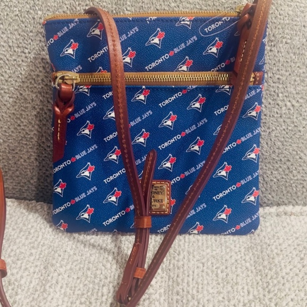 Dooney & Bourke Toronto Blue Jays Women's Double Zip Team Color Crossbody Purse